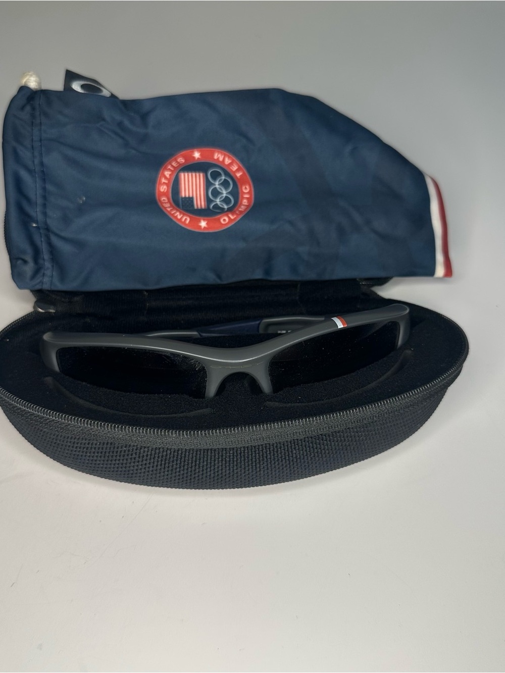 Oakley Flak Jacket XLJ Team USA 24-299 Gray/Blue Rimless Sunglasses 12’ Olympics
